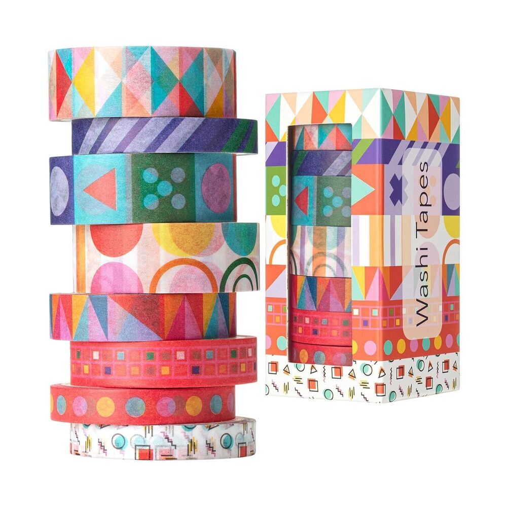 - Washi Tape Set, 8 Rolls, Assorted Sizes, 5 Yards/Roll, Washi Tape for